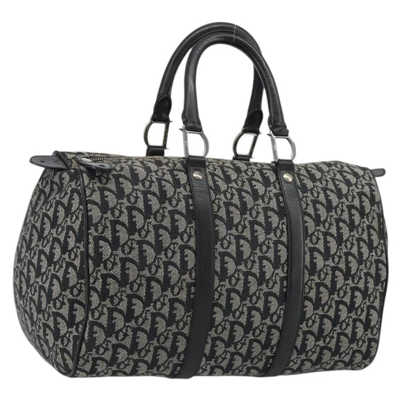 Christian Dior Trotter Canvas Hand Bag Navy Silver Auth 186666A