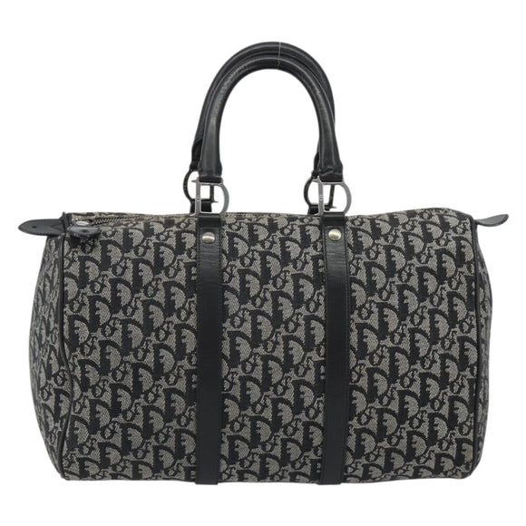 Christian Dior Trotter Canvas Hand Bag Navy Silver Auth 186666A