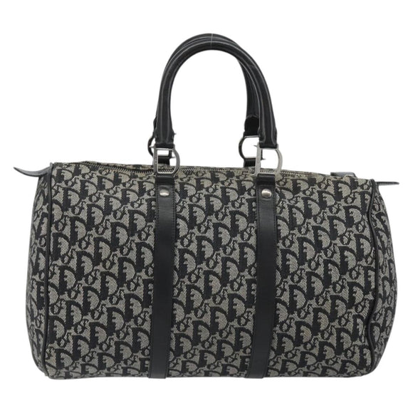 Christian Dior Trotter Canvas Hand Bag Navy Silver Auth 186666A