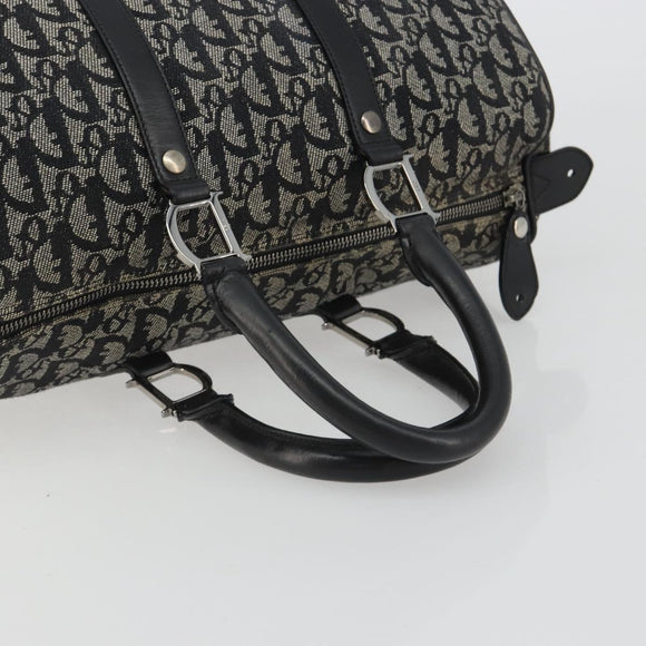 Christian Dior Trotter Canvas Hand Bag Navy Silver Auth 186666A