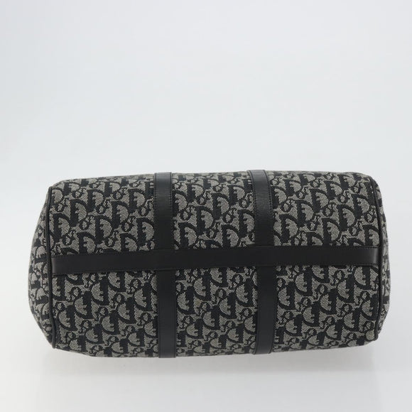 Christian Dior Trotter Canvas Hand Bag Navy Silver Auth 186666A