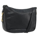 GUCCI Horsebit Shoulder Bag Leather Black Gold Auth 186667-1
