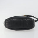 GUCCI Horsebit Shoulder Bag Leather Black Gold Auth 186667-5