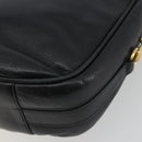 GUCCI Horsebit Shoulder Bag Leather Black Gold Auth 186667-16