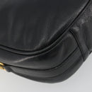 GUCCI Horsebit Shoulder Bag Leather Black Gold Auth 186667-17