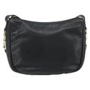 GUCCI Horsebit Shoulder Bag Leather Black Gold Auth 186667-13