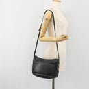 GUCCI Horsebit Shoulder Bag Leather Black Gold Auth 186667-23