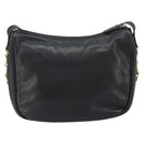 GUCCI Horsebit Shoulder Bag Leather Black Gold Auth 186667-2