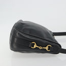 GUCCI Horsebit Shoulder Bag Leather Black Gold Auth 186667-3