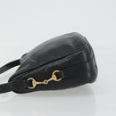 GUCCI Horsebit Shoulder Bag Leather Black Gold Auth 186667-4