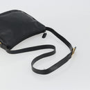 GUCCI Horsebit Shoulder Bag Leather Black Gold Auth 186667-7