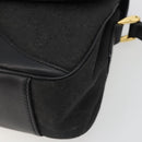 GUCCI GG Canvas Shoulder Bag Black Gold Auth 186668-9