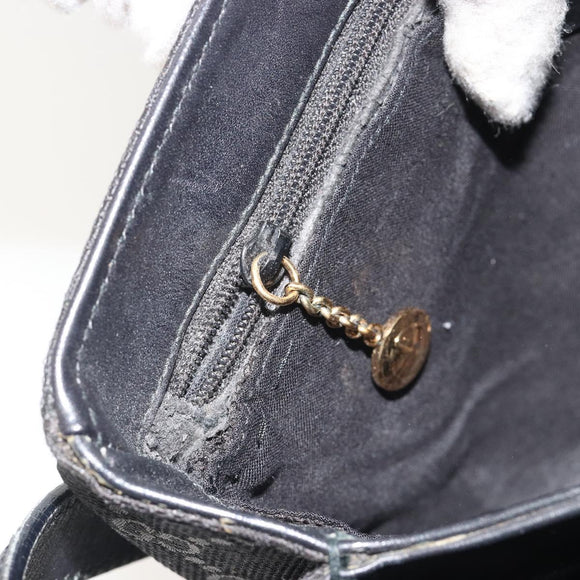 GUCCI GG Canvas Shoulder Bag Black Gold Auth 186668