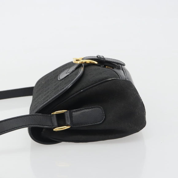 GUCCI GG Canvas Shoulder Bag Black Gold Auth 186668