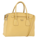 PRADA Hand Bag Safiano leather 2way Yellow Gold Auth 186670A-1