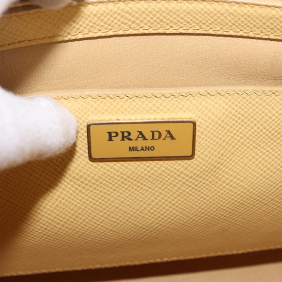 PRADA Hand Bag Safiano leather 2way Yellow Gold Auth 186670A