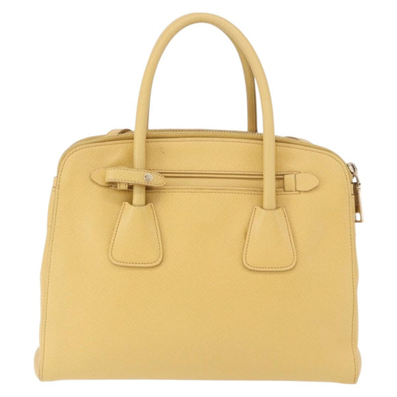 PRADA Hand Bag Safiano leather 2way Yellow Gold Auth 186670A