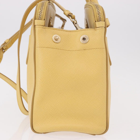 PRADA Hand Bag Safiano leather 2way Yellow Gold Auth 186670A