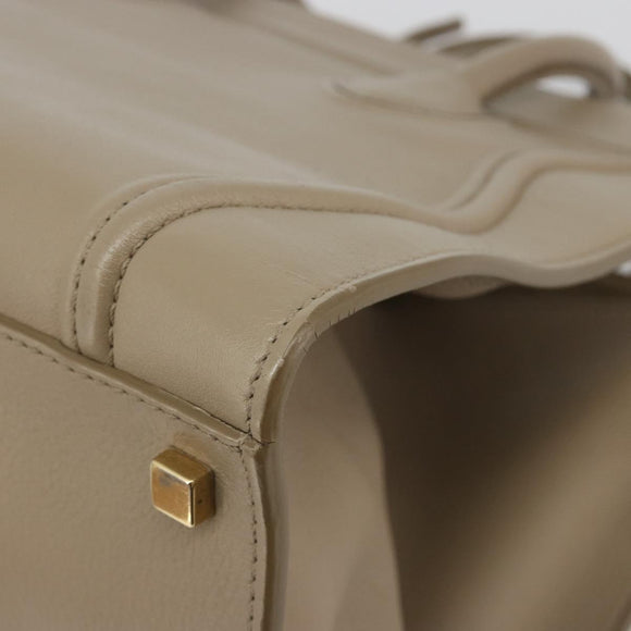 CELINE Luggage Phantom Hand Bag Leather Beige Gold Auth 186673A