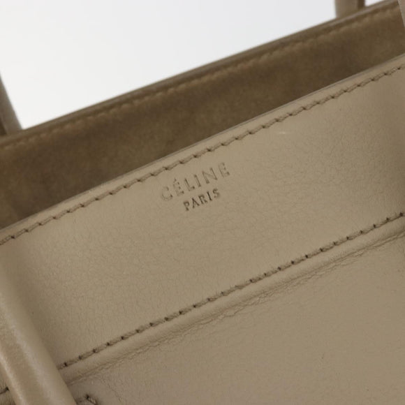 CELINE Luggage Phantom Hand Bag Leather Beige Gold Auth 186673A