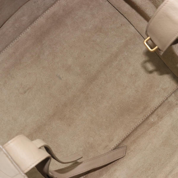 CELINE Luggage Phantom Hand Bag Leather Beige Gold Auth 186673A