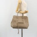CELINE Luggage Phantom Hand Bag Leather Beige Gold Auth 186673A-22