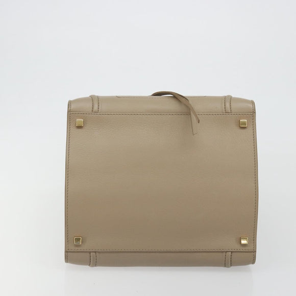 CELINE Luggage Phantom Hand Bag Leather Beige Gold Auth 186673A
