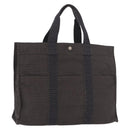 HERMES Her Line GM Tote Bag Canvas Gray Silver Auth 186677-1