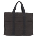 HERMES Her Line GM Tote Bag Canvas Gray Silver Auth 186677-13