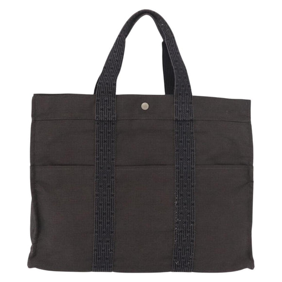 HERMES Her Line GM Tote Bag Canvas Gray Silver Auth 186677