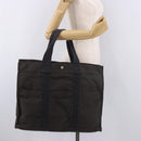 HERMES Her Line GM Tote Bag Canvas Gray Silver Auth 186677-20