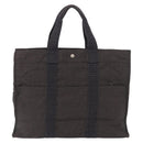 HERMES Her Line GM Tote Bag Canvas Gray Silver Auth 186677-2