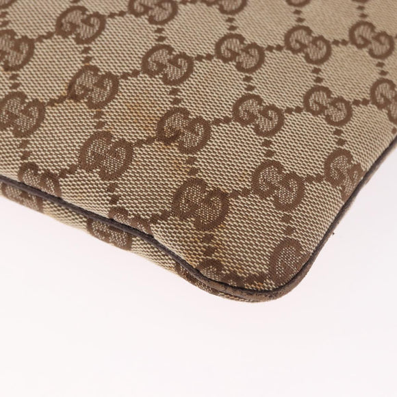 GUCCI GG Canvas Shoulder Bag Beige Silver 113013 Auth 186678