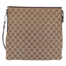 GUCCI GG Canvas Shoulder Bag Beige Silver 113013 Auth 186678-13