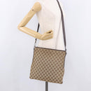 GUCCI GG Canvas Shoulder Bag Beige Silver 113013 Auth 186678-25