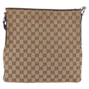 GUCCI GG Canvas Shoulder Bag Beige Silver 113013 Auth 186678-3