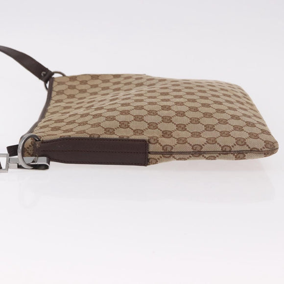 GUCCI GG Canvas Shoulder Bag Beige Silver 113013 Auth 186678