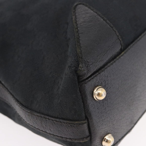GUCCI GG Canvas Hand Bag Black Gold 153024 Auth 186680