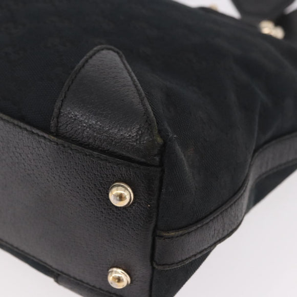 GUCCI GG Canvas Hand Bag Black Gold 153024 Auth 186680