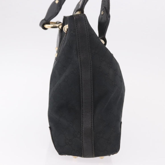 GUCCI GG Canvas Hand Bag Black Gold 153024 Auth 186680