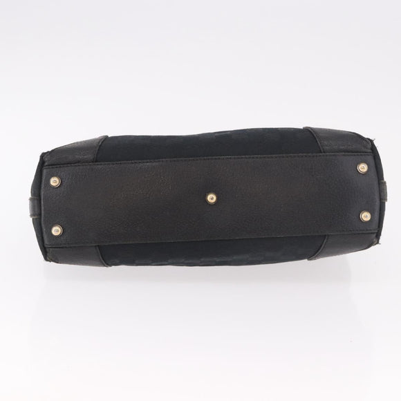 GUCCI GG Canvas Hand Bag Black Gold 153024 Auth 186680