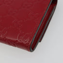 GUCCI GG Canvas Guccissima Long Wallet Leather Red Gold 388679 Auth 186684A-15
