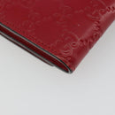 GUCCI GG Canvas Guccissima Long Wallet Leather Red Gold 388679 Auth 186684A-16
