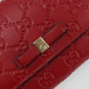 GUCCI GG Canvas Guccissima Long Wallet Leather Red Gold 388679 Auth 186684A-17