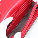 GUCCI GG Canvas Guccissima Long Wallet Leather Red Gold 388679 Auth 186684A-9