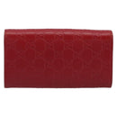 GUCCI GG Canvas Guccissima Long Wallet Leather Red Gold 388679 Auth 186684A-2