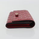 GUCCI GG Canvas Guccissima Long Wallet Leather Red Gold 388679 Auth 186684A-3