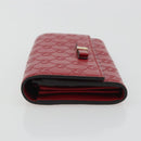 GUCCI GG Canvas Guccissima Long Wallet Leather Red Gold 388679 Auth 186684A-4
