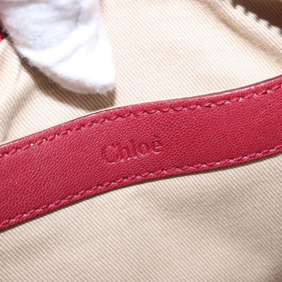 Chloe Etel Hand Bag Leather 2way Red Gold Auth 186692