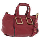 Chloe Etel Hand Bag Leather 2way Red Gold Auth 186692-1